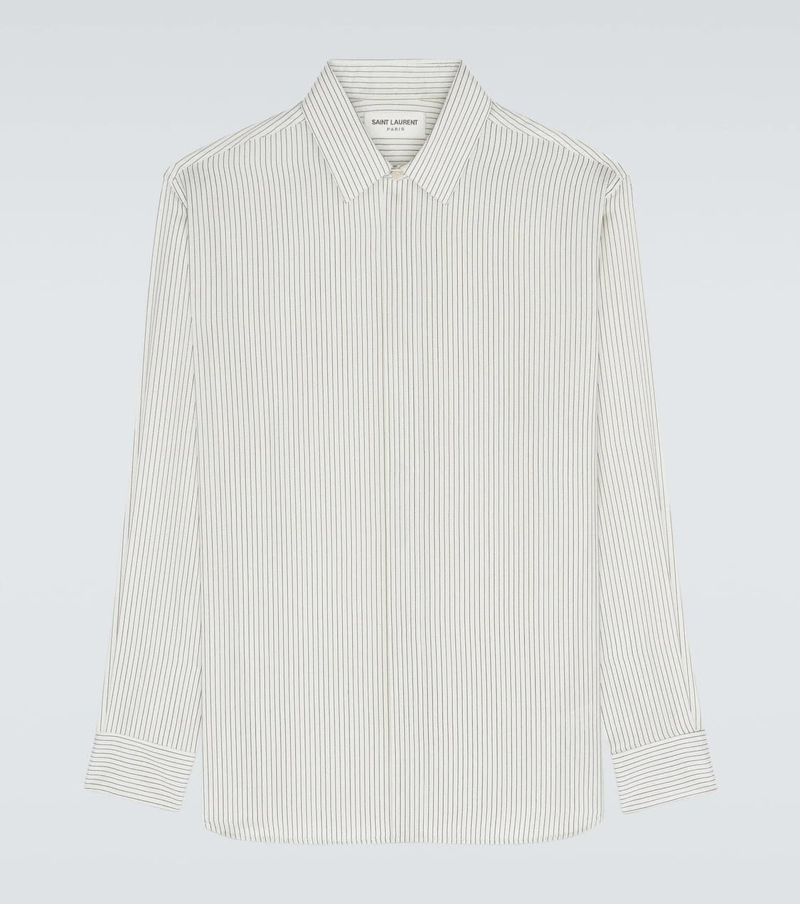 [차은우님 착용] 생로랑 23ss 이브 카라 실크 스트라이프 셔츠 상품이미지1