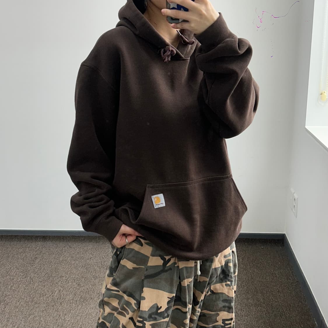 Carhartt 칼하트 오리지널 핏 브라운 후드티 상품이미지2