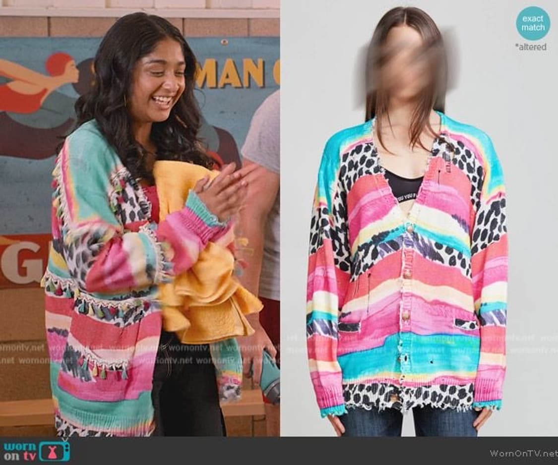 투어스 지훈님 착용 알써틴 r13 멀티 스트라이프 디스트레스드 가디건  상품이미지3