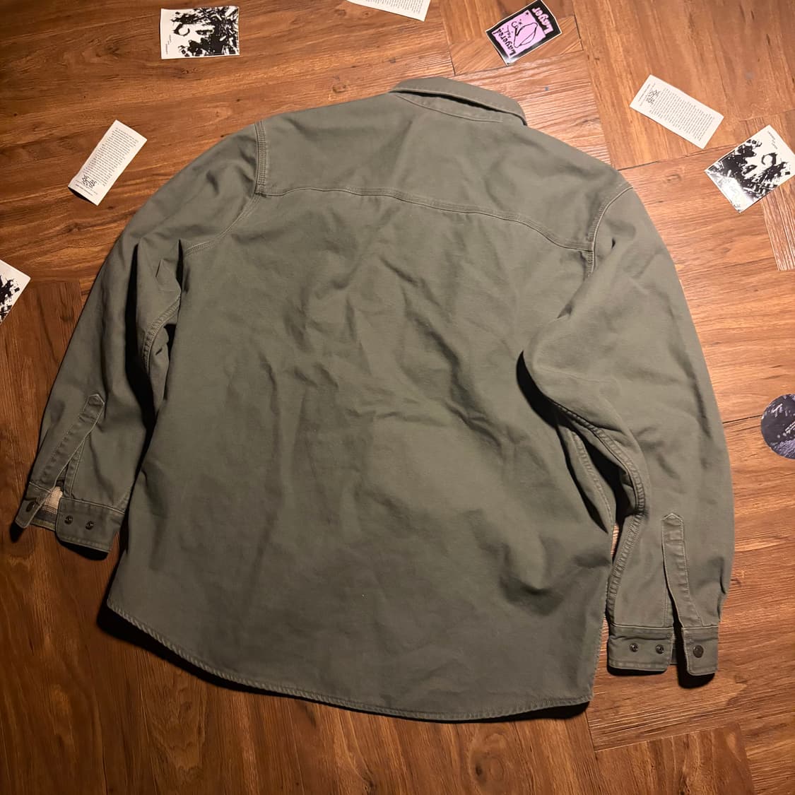 LL BEAN 플란넬 라이닝 올리브 캔버스 자켓 상품이미지5