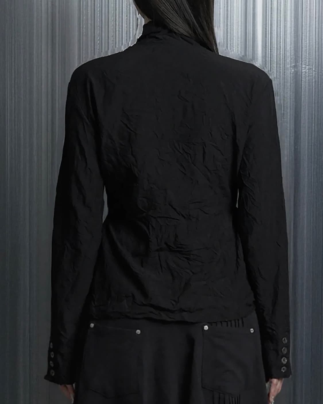 에트오소메 크링클 텍스처 훅 자켓 블랙 1사이즈 상품이미지3