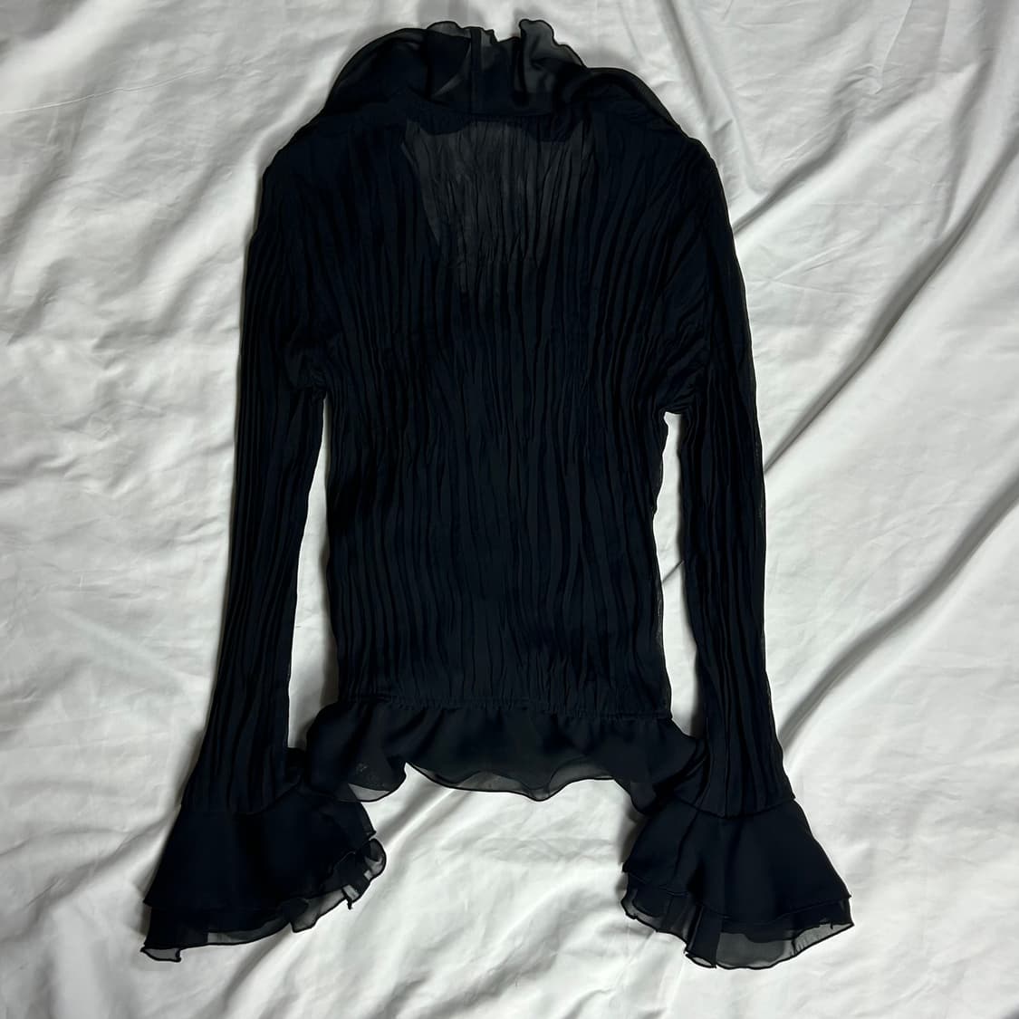 [SPECCHIO] 스피치오 시스루 프릴 플리츠 블라우스 상품이미지2