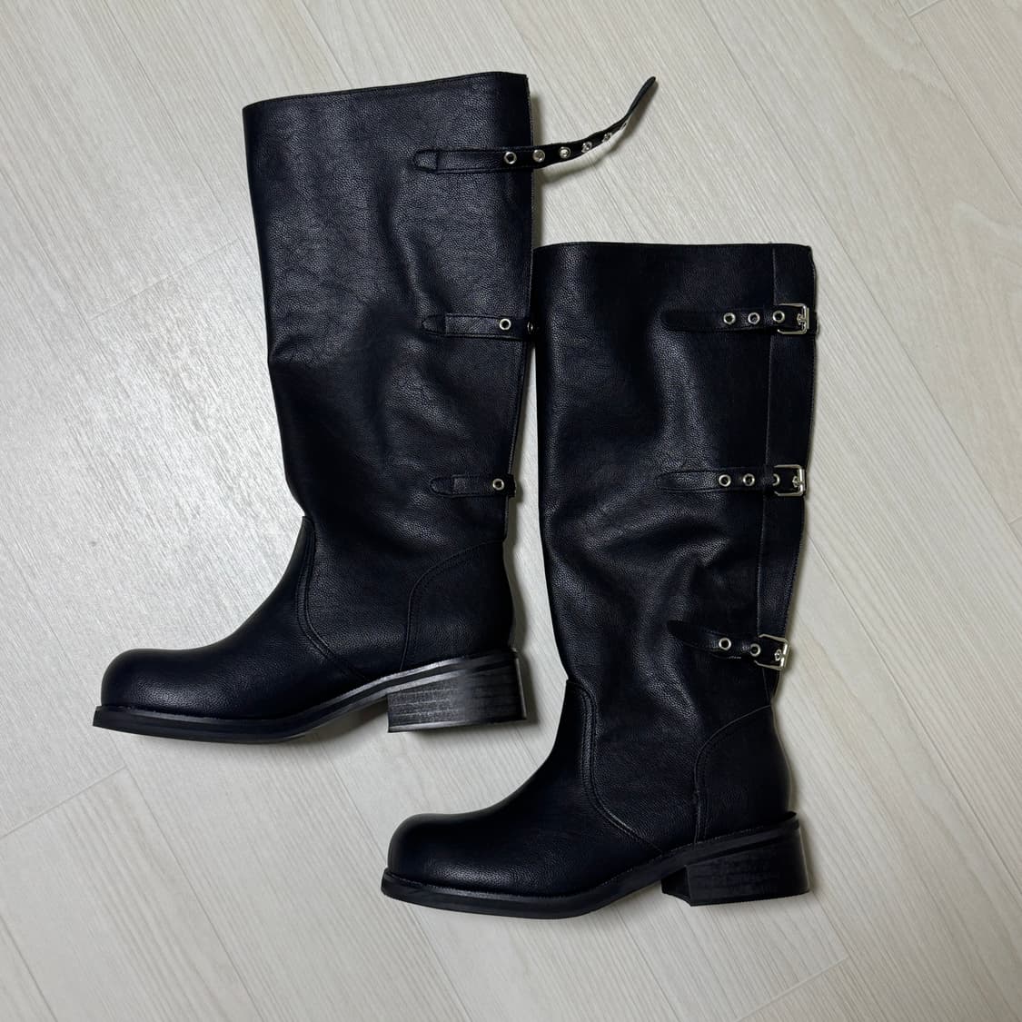 버클 와이드 롱부츠 블랙 38 상품이미지3