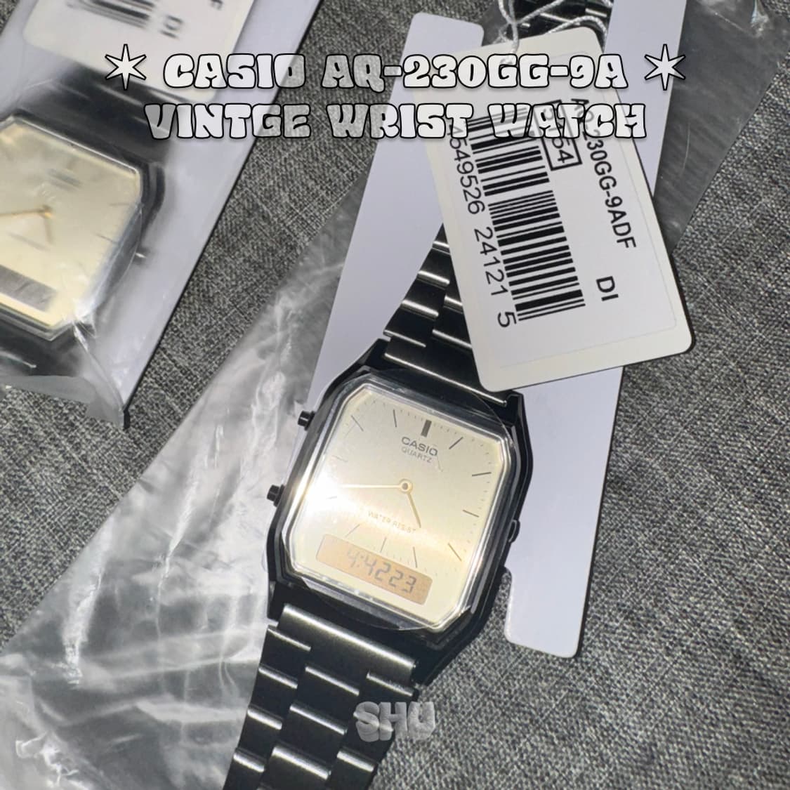 카시오 남녀공용 유니섹스 메탈 스퀘어 손목시계 AQ-230GG-9A 상품이미지2
