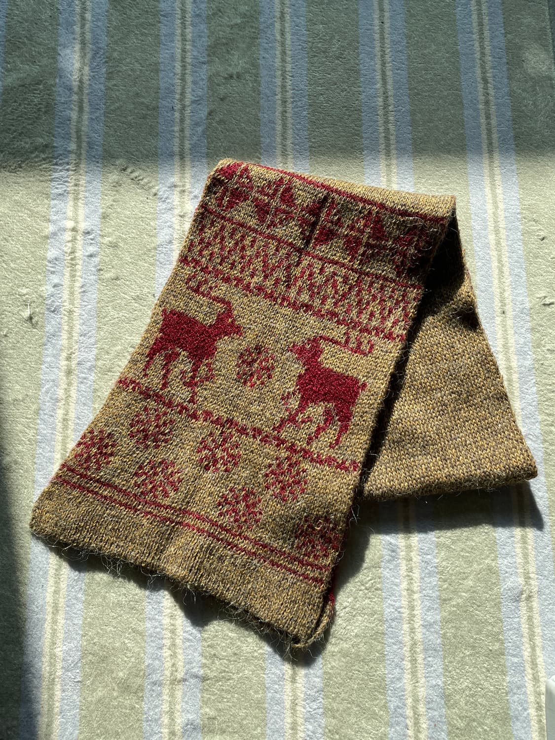 빈티지 니트 배색 머플러 디어패턴 상품이미지2