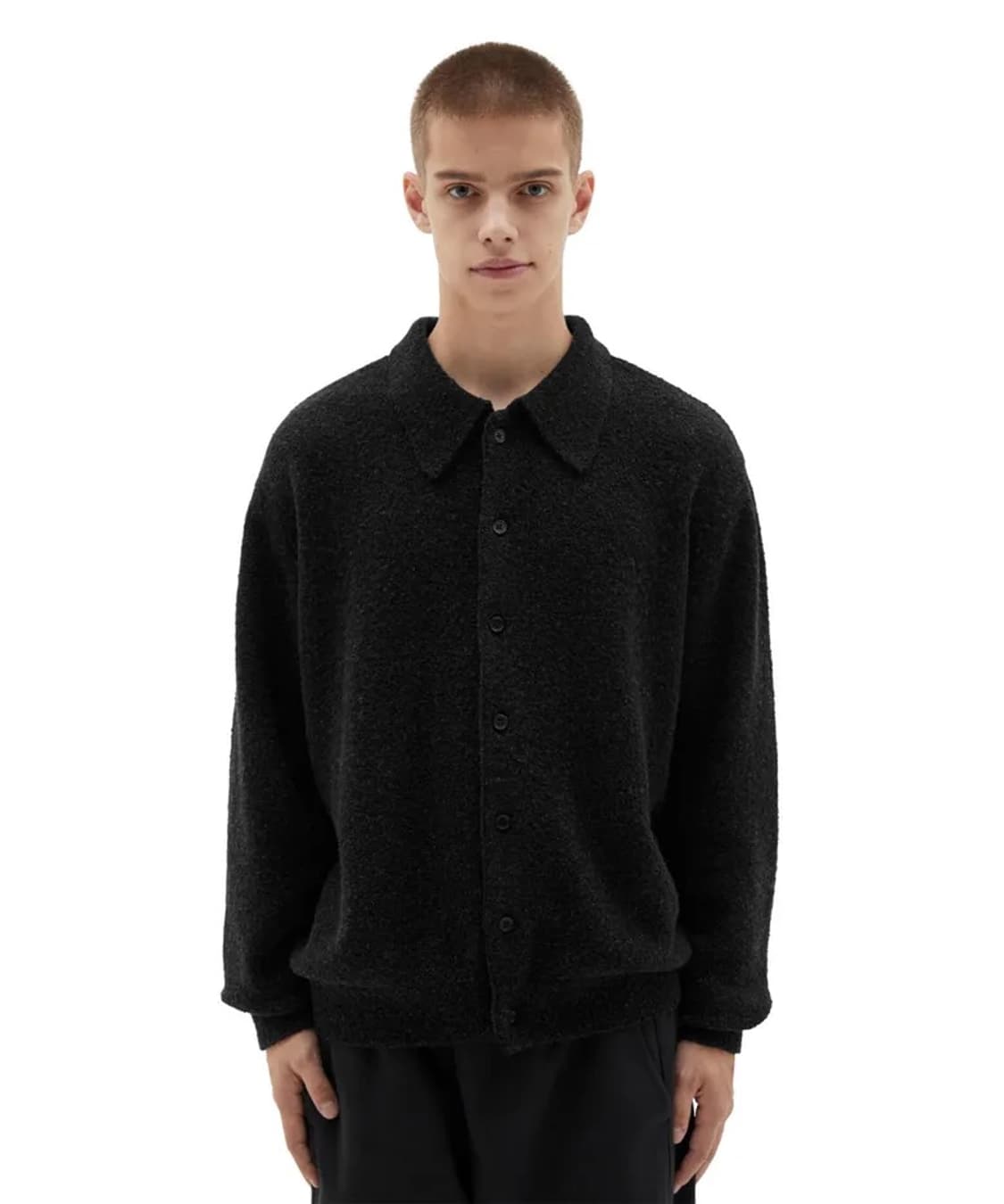 브라운야드 알파카 카라 가디건 블랙 2사이즈 상품이미지1