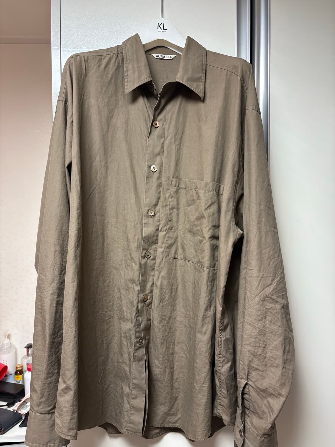 5 오라리 워시드 핀스 트윌 빅 셔츠 브라운 상품이미지2