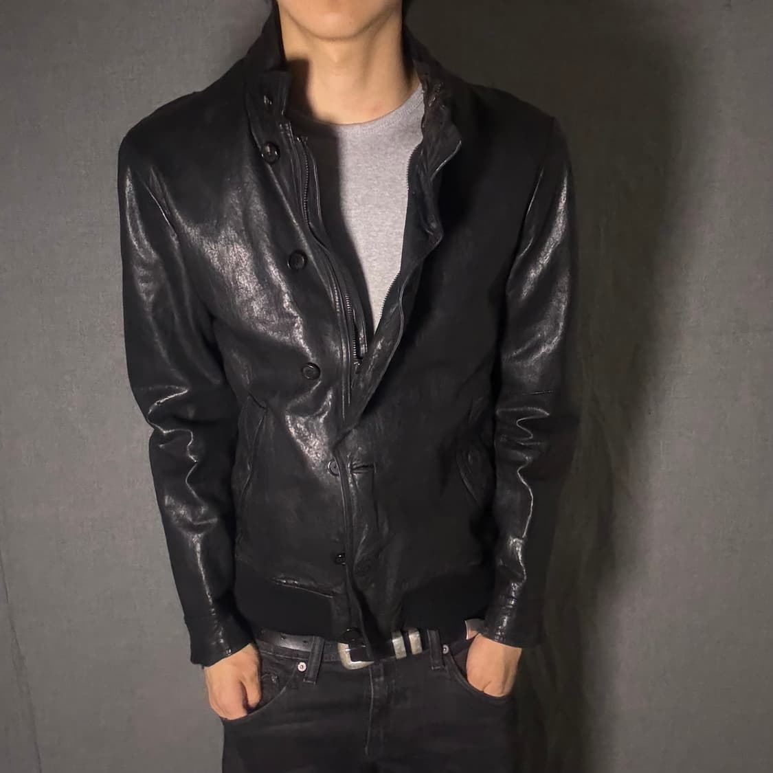 Double Neck lamb skin Leather Jacket 상품이미지2