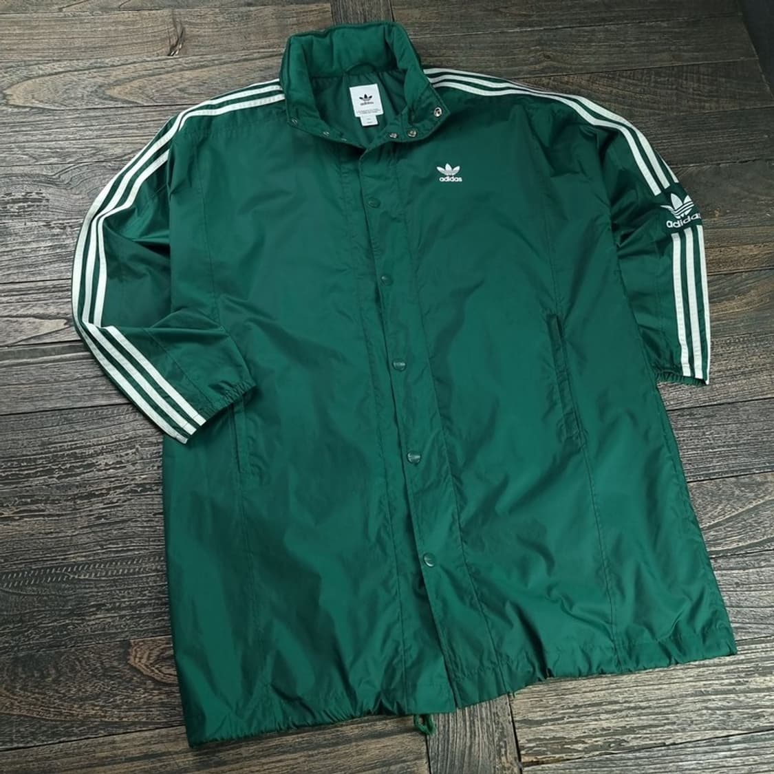 [아디다스] 빅로고 프린팅 롱 바람막이 코트 그린 M19006 상품이미지1