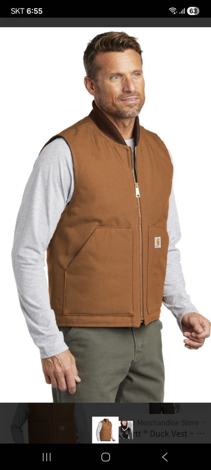 칼하트 carhartt - 브라운 캔버스 퀄팅 베스트 (국내100) 상품이미지1