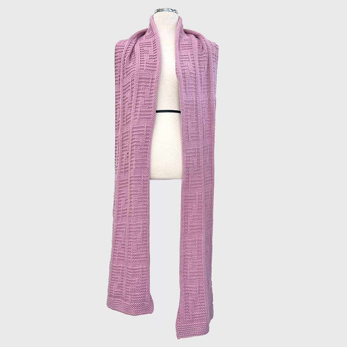 펜디 팬디 FF 주카 패턴 울 100% 니트 머플러 목도리 핑크 상품이미지1