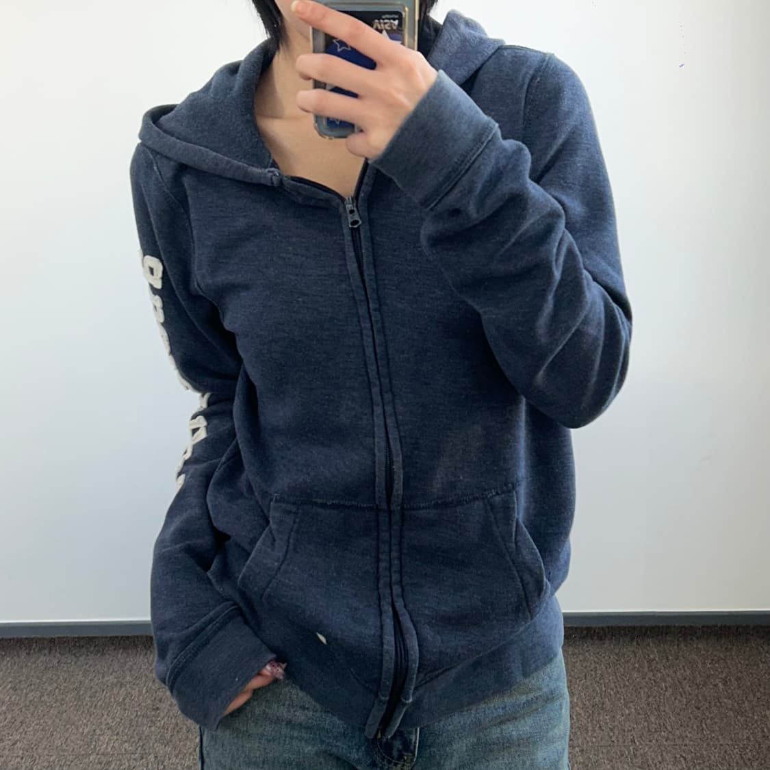 Abercrombie  아베크롬비 사이드로고 네이비 후드집업 상품이미지1