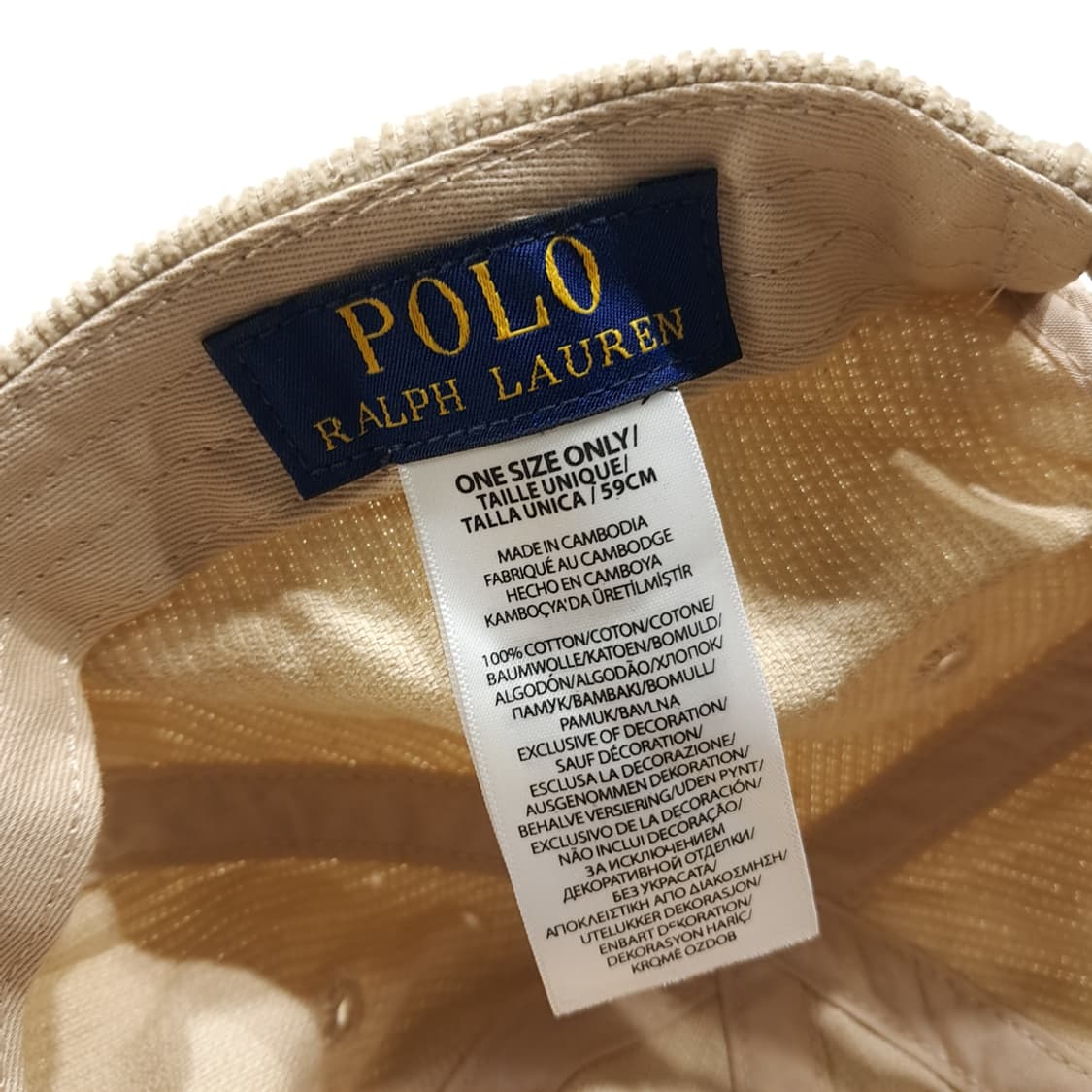 CN999 폴로 랄프로렌 베이지 코듀로이 블랙 자수 볼캡 모자 상품이미지8