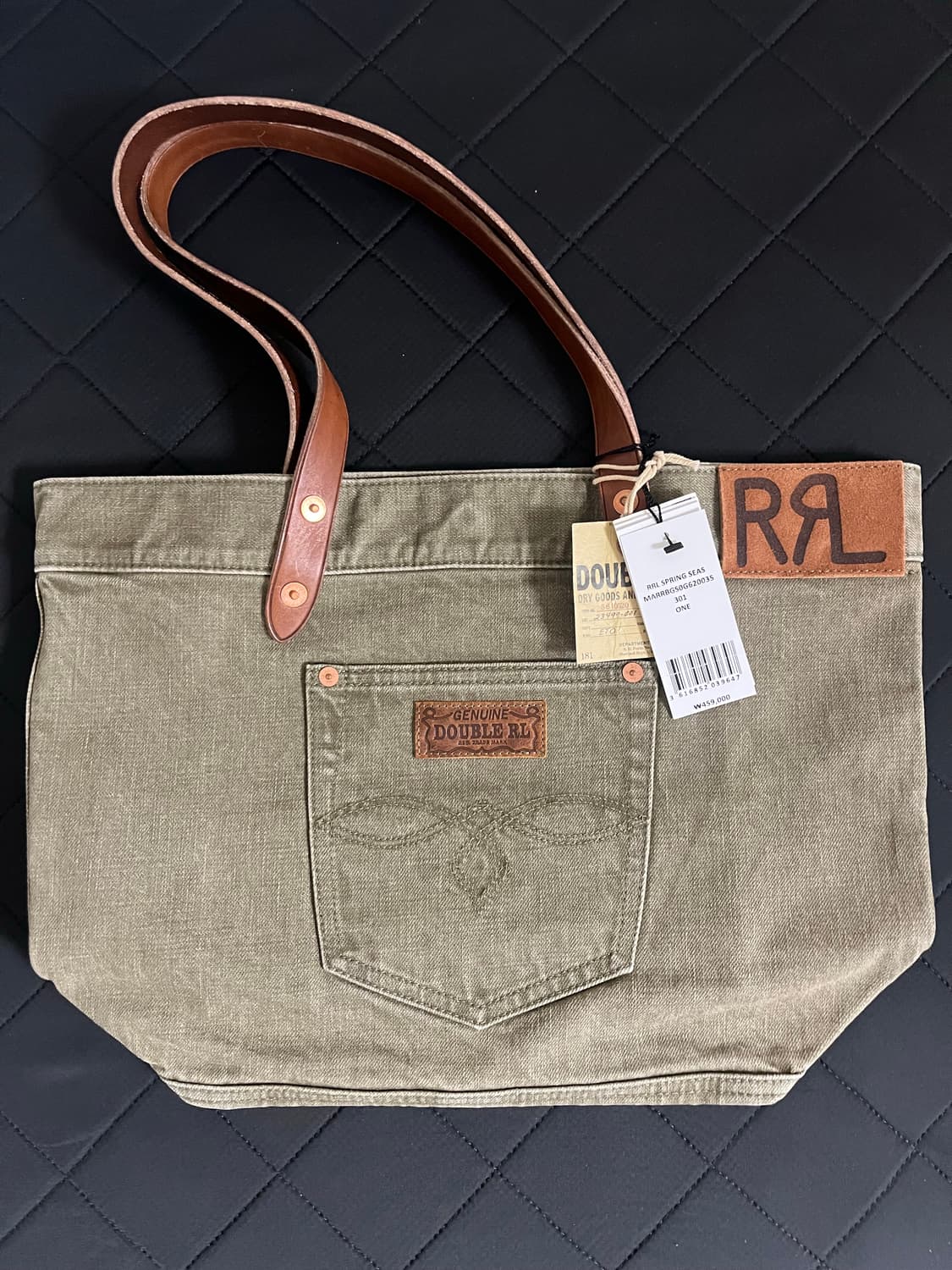 RRL 레더 트림 트윌 토트백 더블알엘 가방 상품이미지1