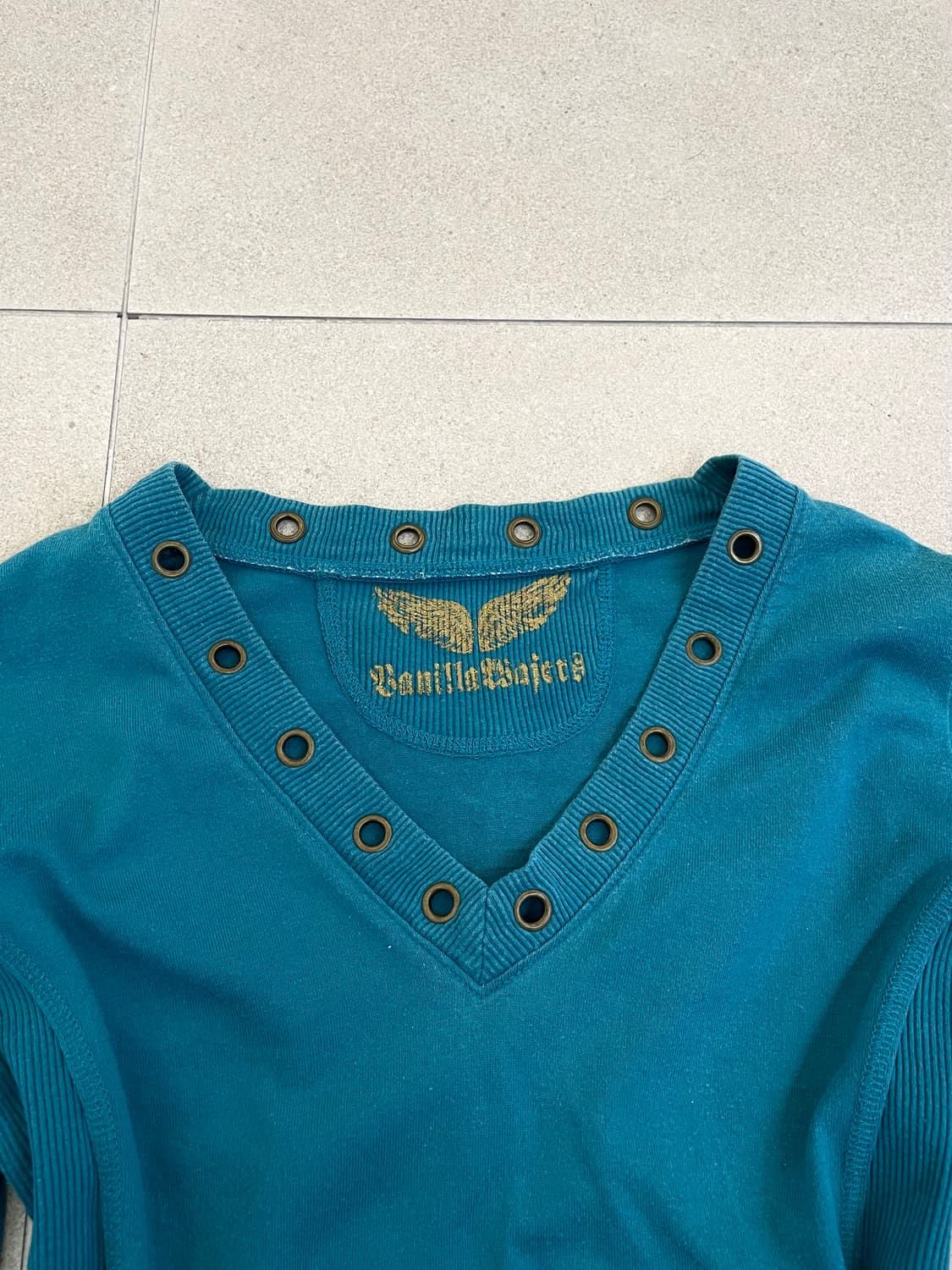 민트 브이넥 아일렛 롱슬리브 상품이미지2