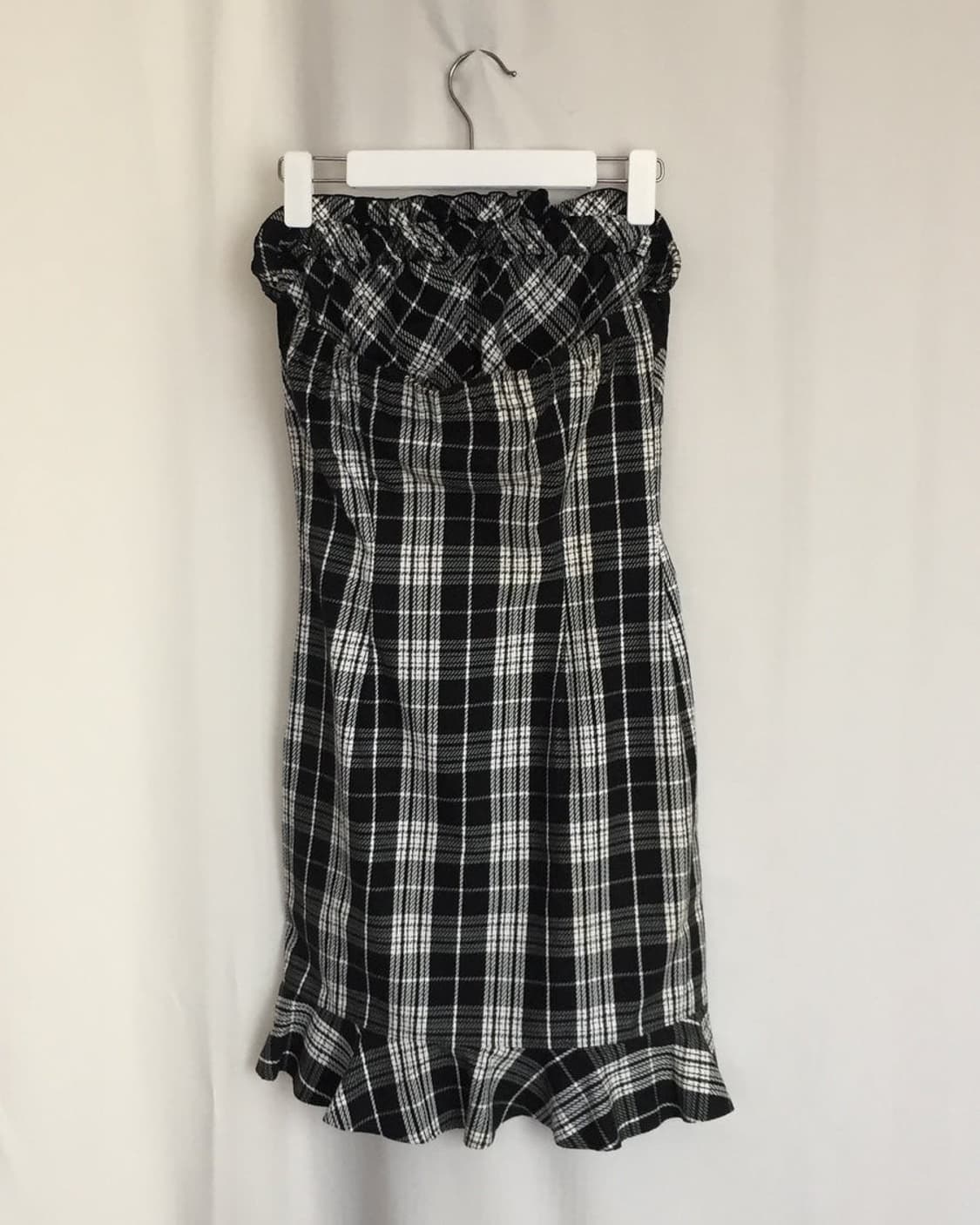 645.  black and white check slim mini dr 상품이미지5