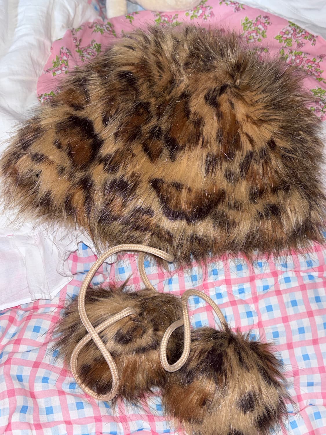 갸루맛 레오파드퍼 모자 상품이미지2