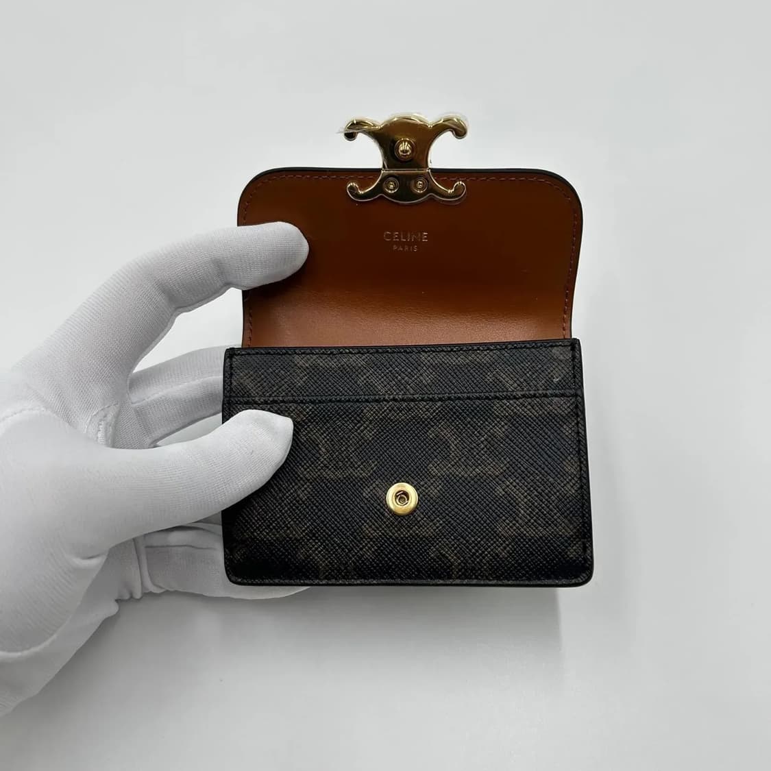 셀린느 트리오페 캔버스 & 램스킨 플랩 지갑  상품이미지3
