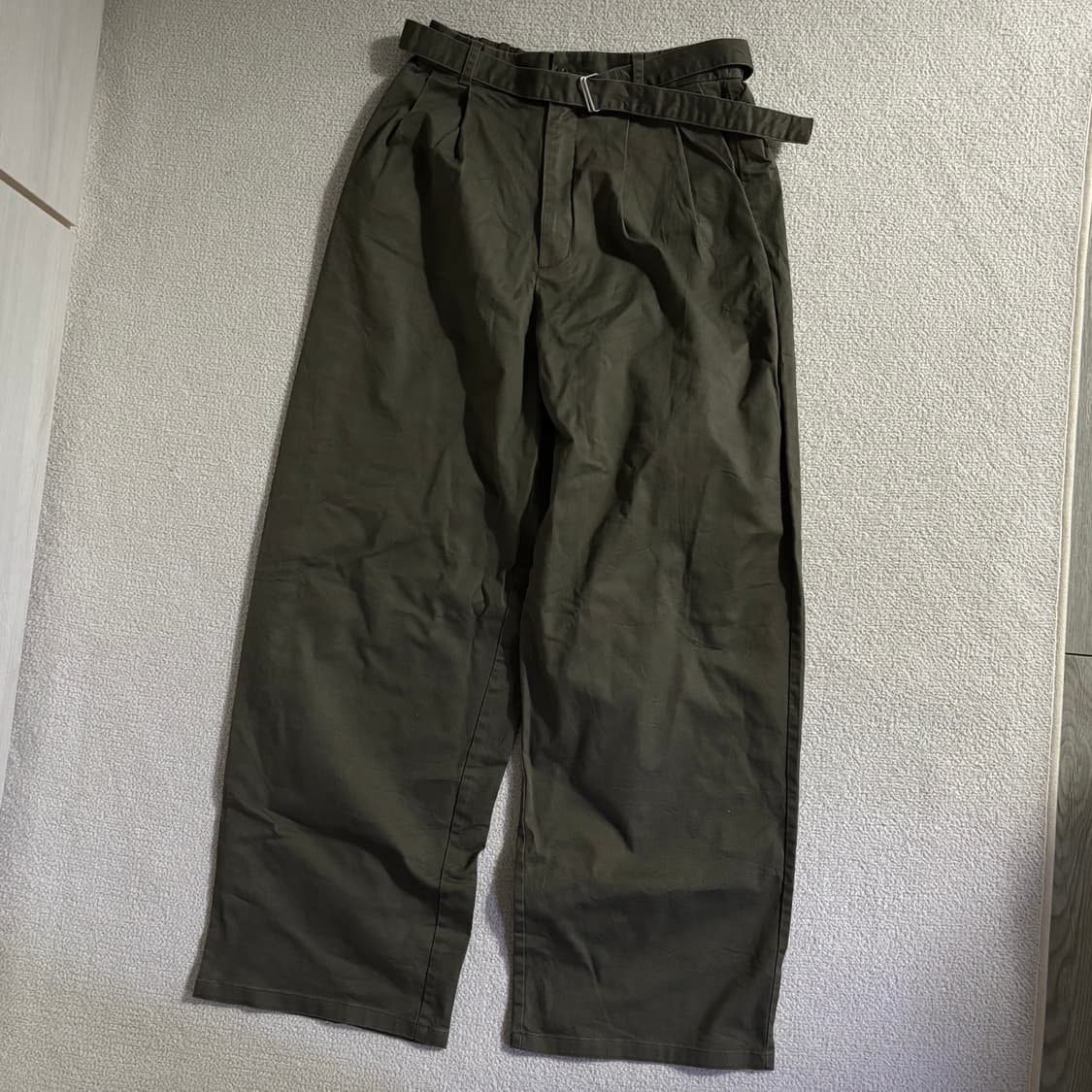 일본빈티지 GU 카키 벨트포인트 팬츠 상품이미지1