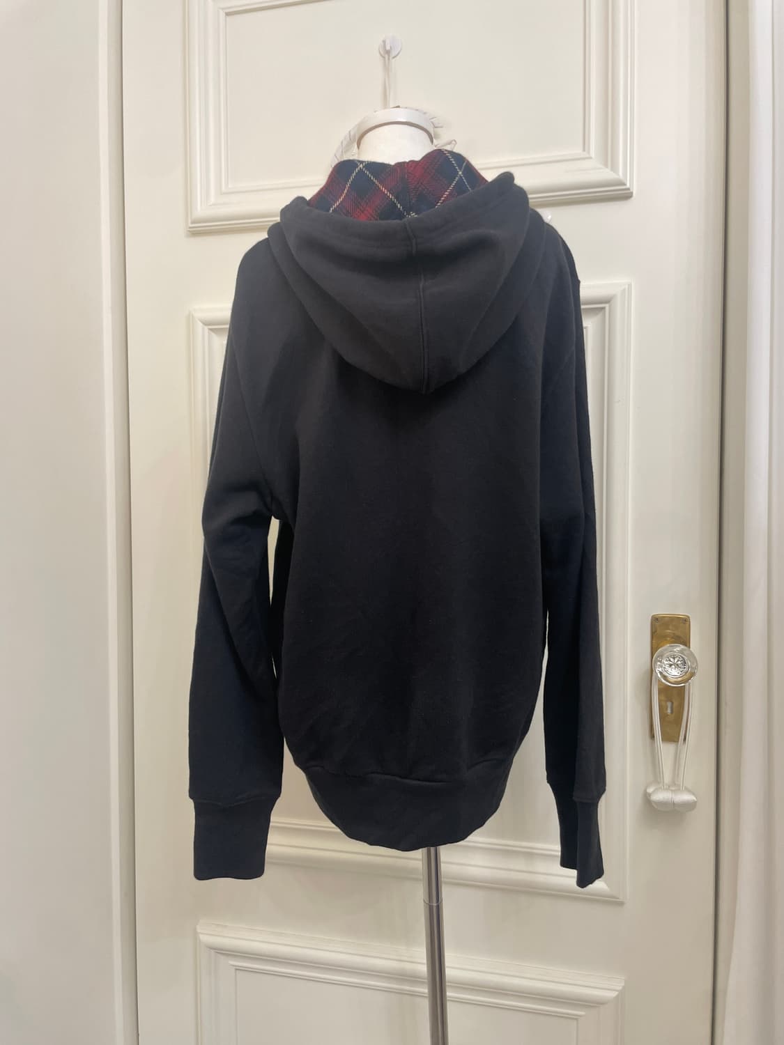 black hoodie check point over hoodie-zip 상품이미지3