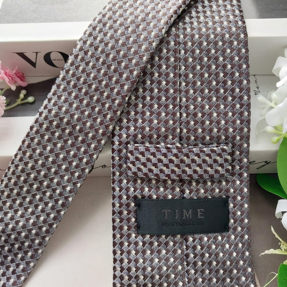 타임 실크 브라운 패턴 넥타이 8.1cm A+~A등급 K2281
 상품이미지6