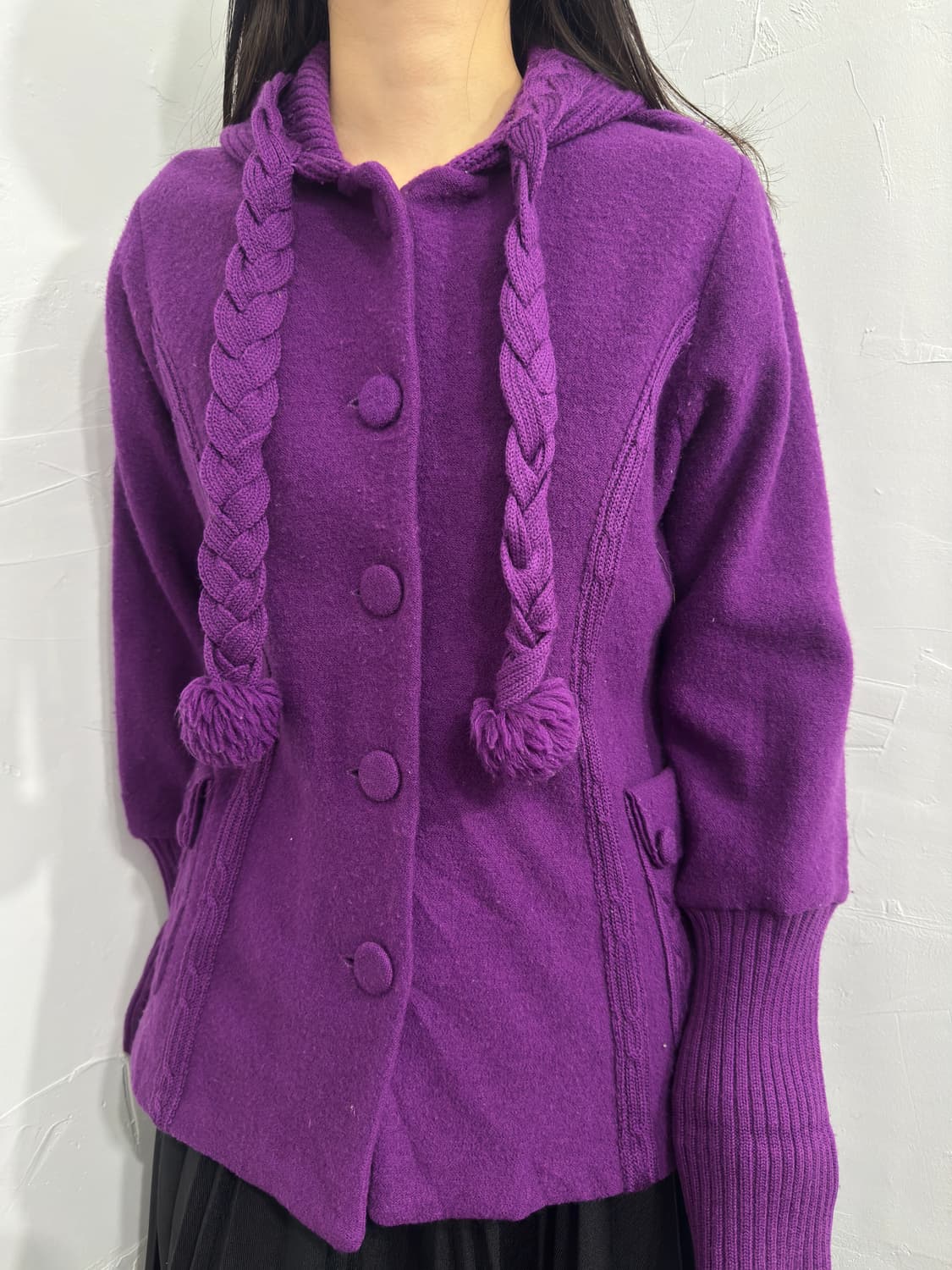 purple design hood wool jacket 상품이미지3