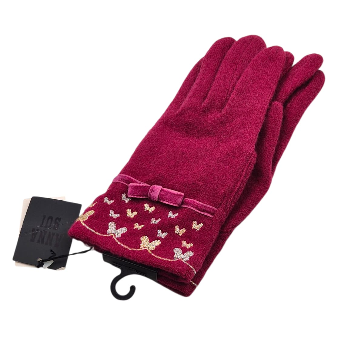 06s 안나수이 버건디 나비 앙고라&울 장갑 상품이미지2