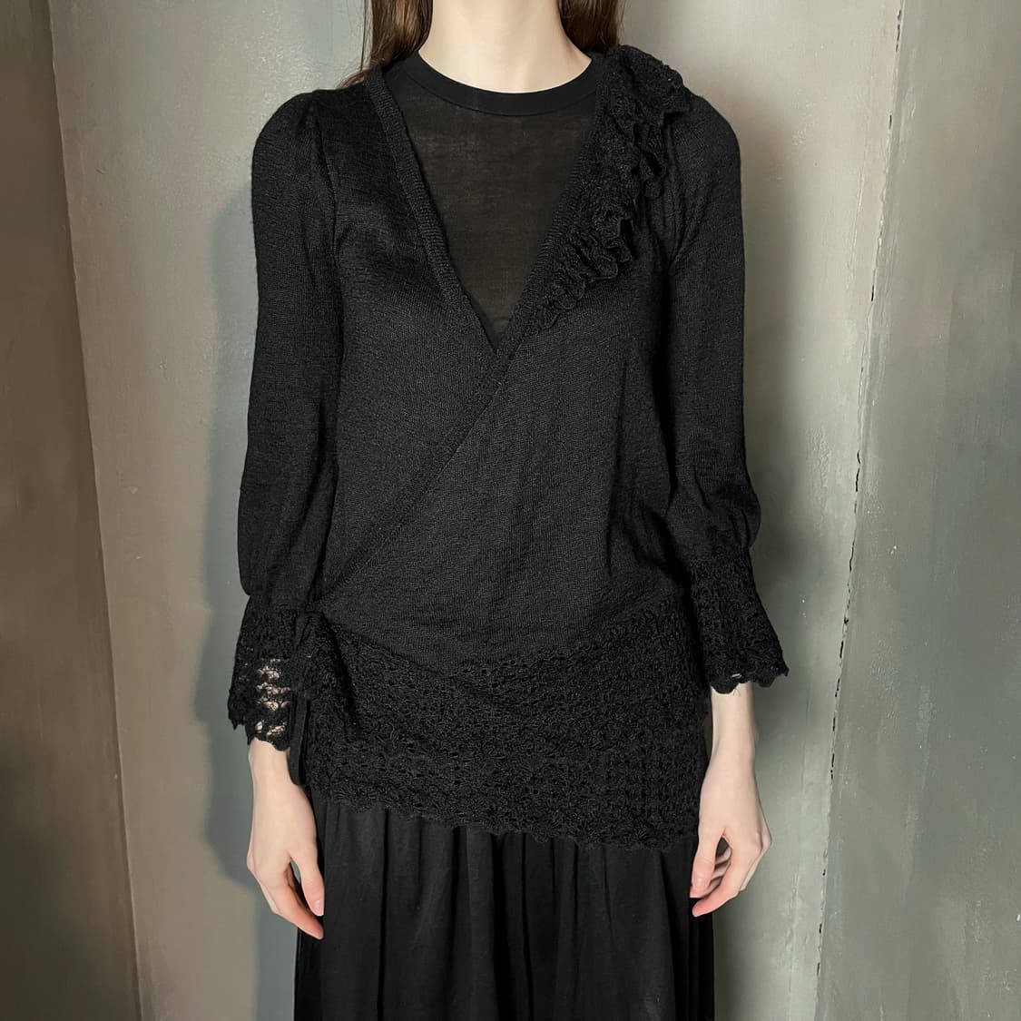 츠모리 치사토 비대칭 레이스 가디건 상품이미지2