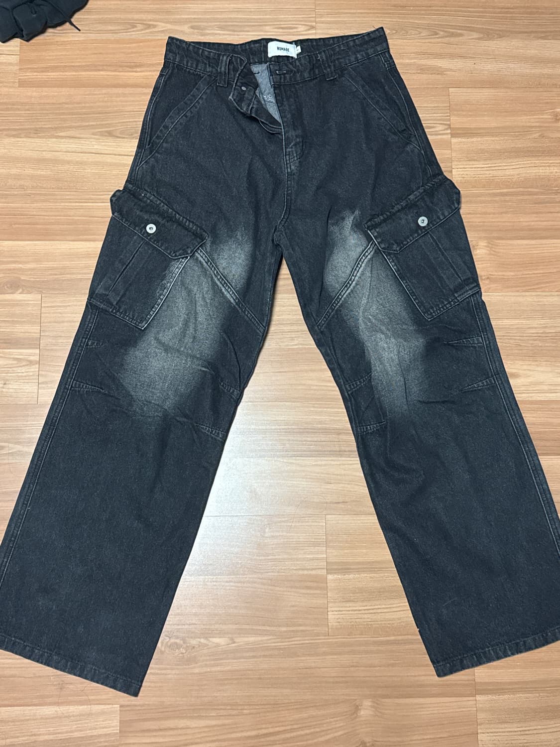 워싱 흑청 카고팬츠 상품이미지1