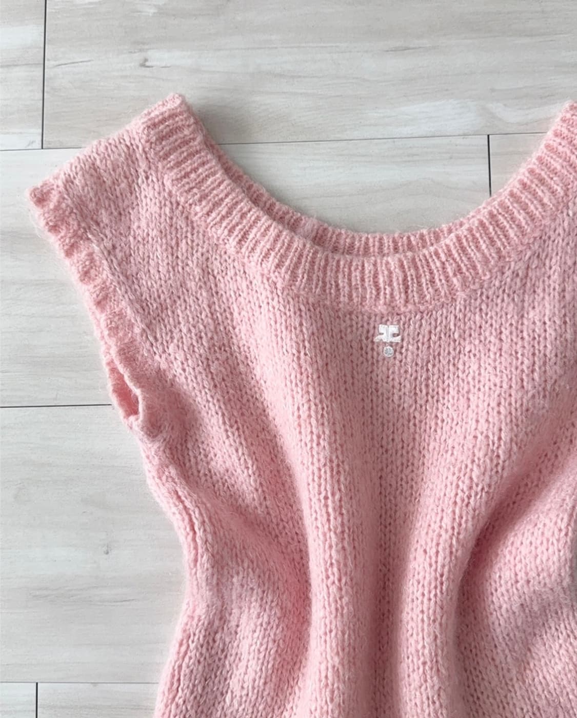 riipi 빈티지 꾸레쥬 couregges 핑크 반팔 니트 발레코어 상품이미지8