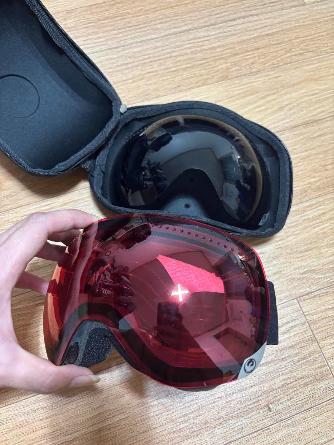 드래곤 스키 고글 레드/블랙 렌즈 케이스 포함 상품이미지1