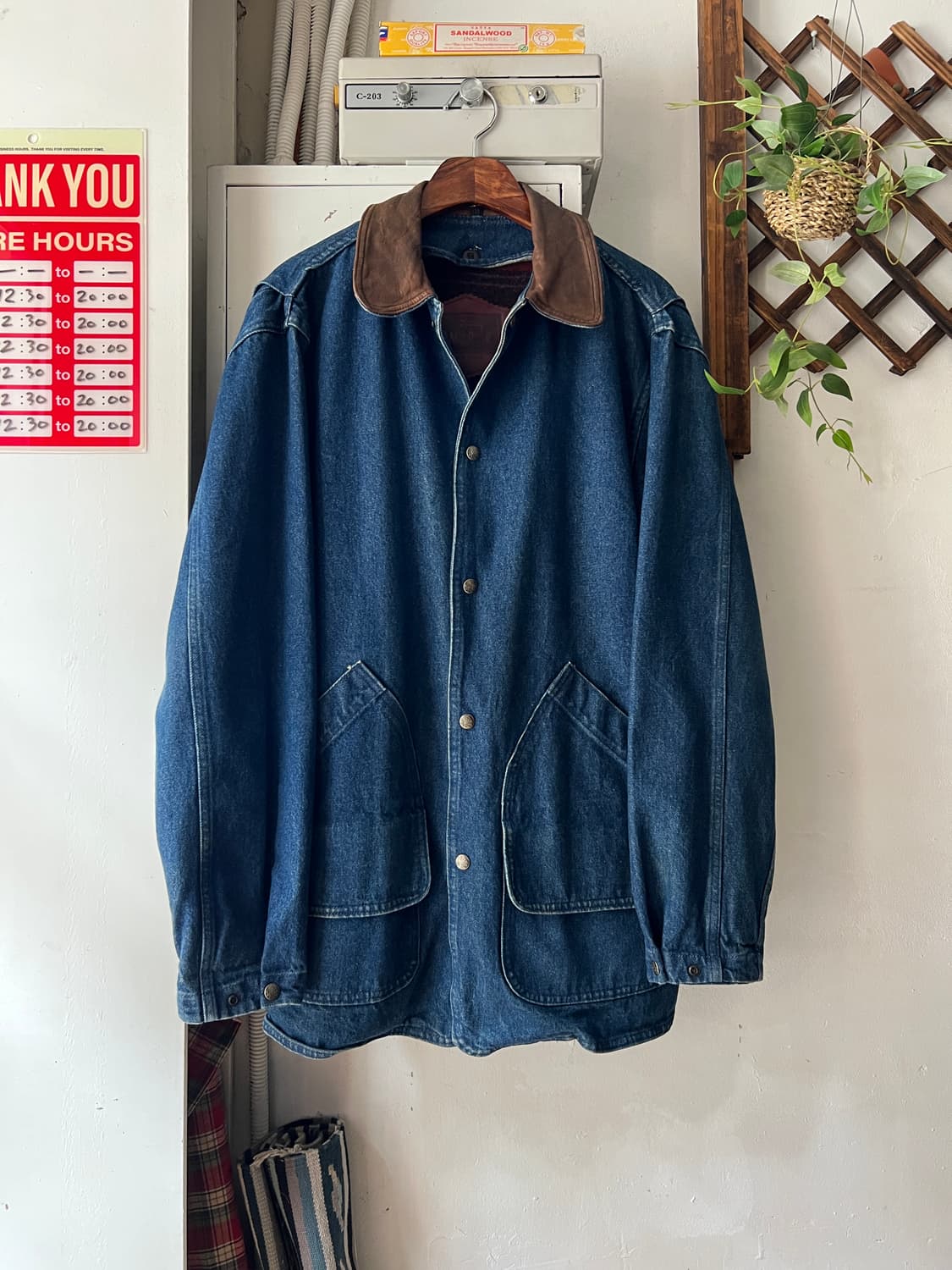 [S]90's 울리치 Made in USA 네이티브 블랭킷 데님 코트 상품이미지2