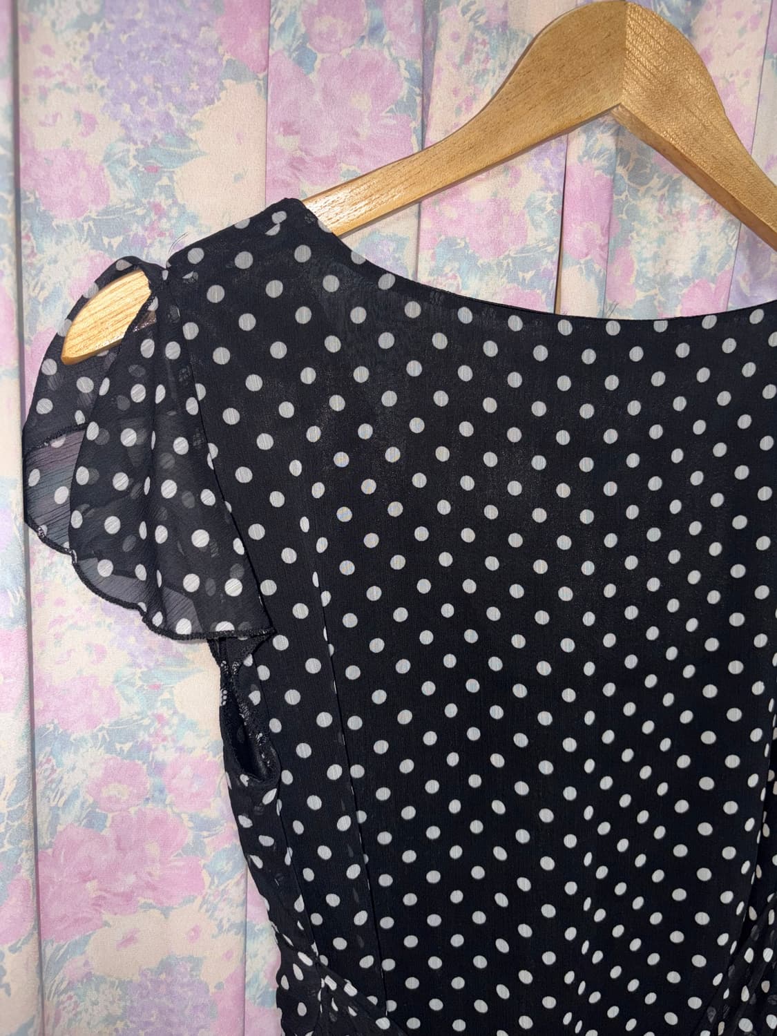 블랙 도트 반소매 블라우스 상품이미지9