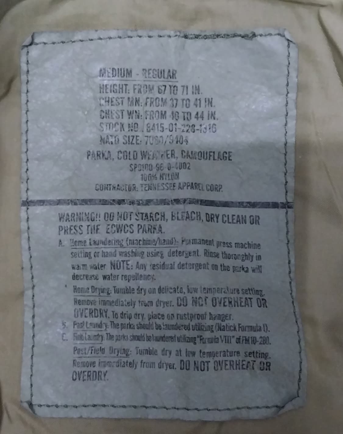 미군용 ECWCS  1세대 우드랜드 파카 상품이미지4
