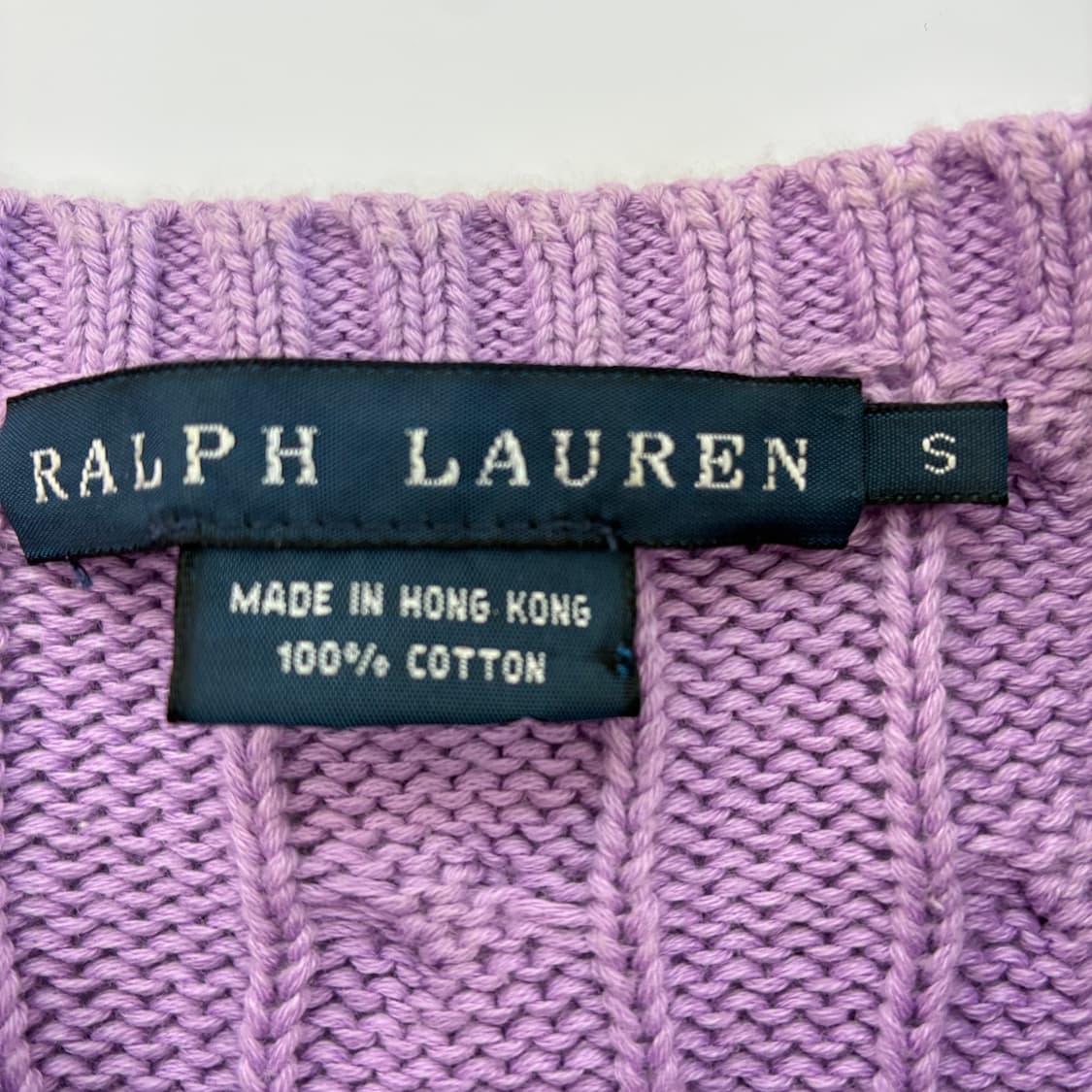 Polo  랄프로렌 자수 코튼 라벤더 꽈배기 니트  상품이미지4