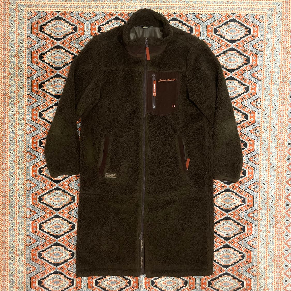 에디바우어 브라운 롱 쉐르파 플리스 집업 자켓 여성M 상품이미지1