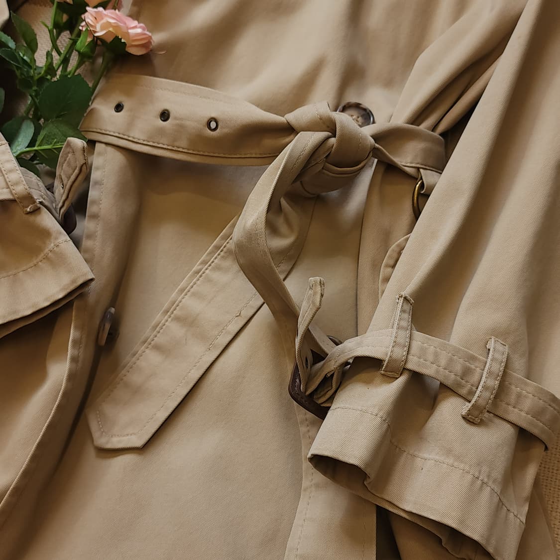 폴로 랄프로렌 여성용 베이지 더블 트렌치 코트 M 상품이미지6