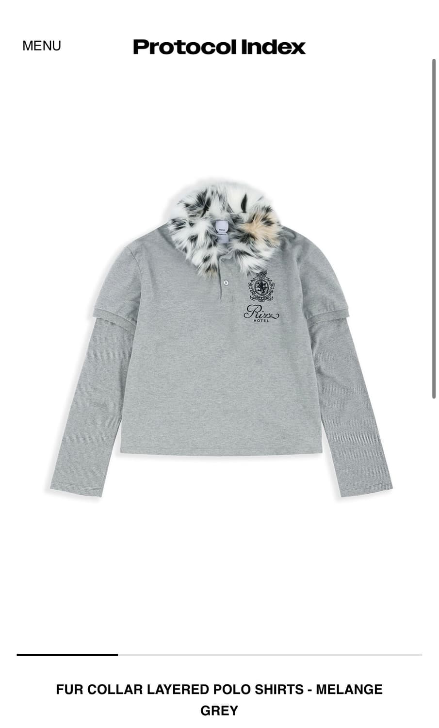 Protocol Index 레이어드 폴로 셔츠 그레이 1사이즈 상품이미지1