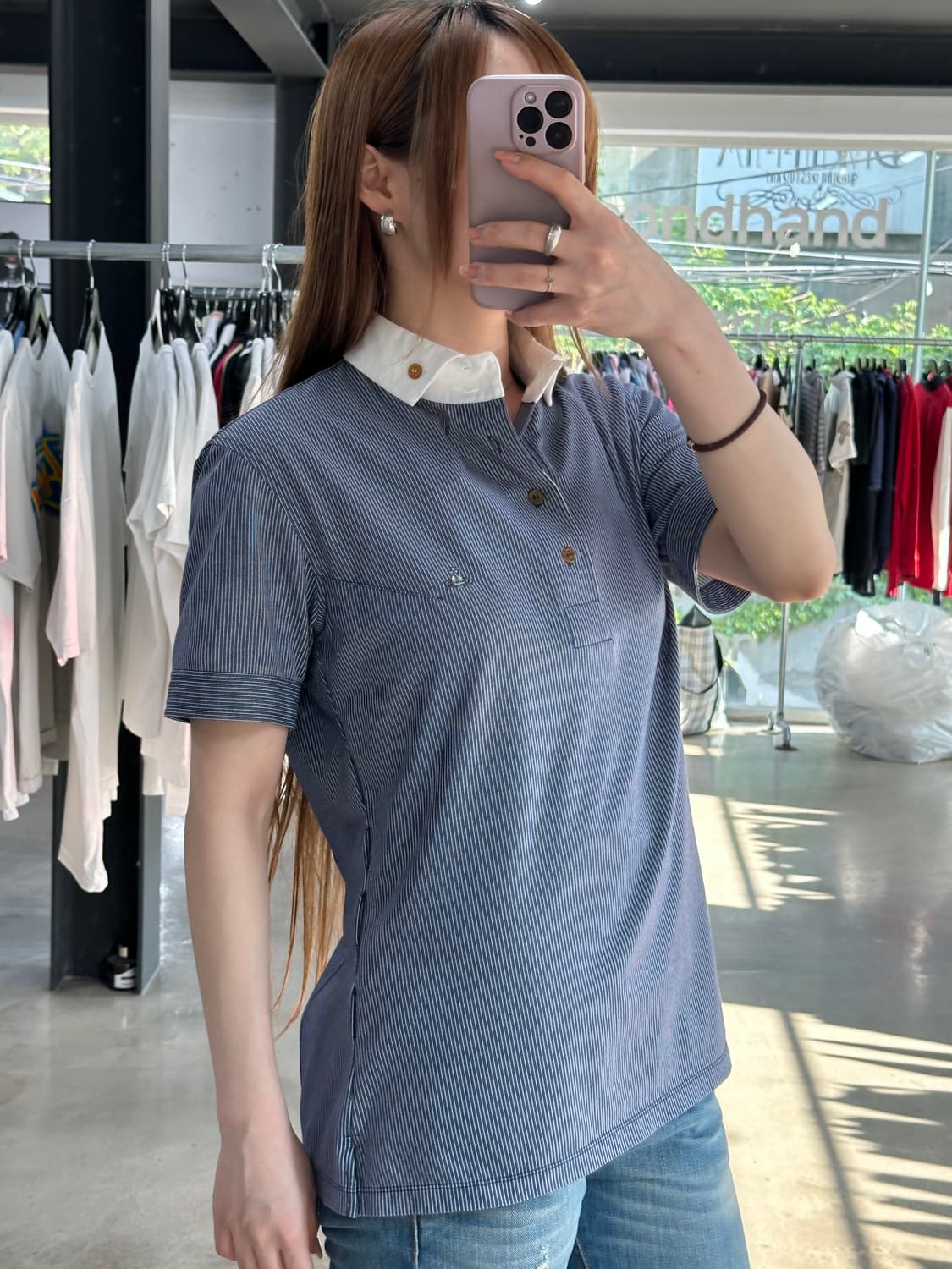 비비안웨스트우드 Orb 스트라이프 반팔셔츠 상품이미지2