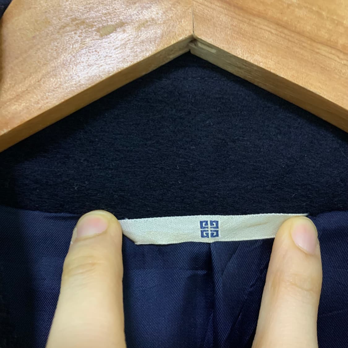 지방시 캐시미어 100% 빈티지 롱 코트 네이비 44 상품이미지4