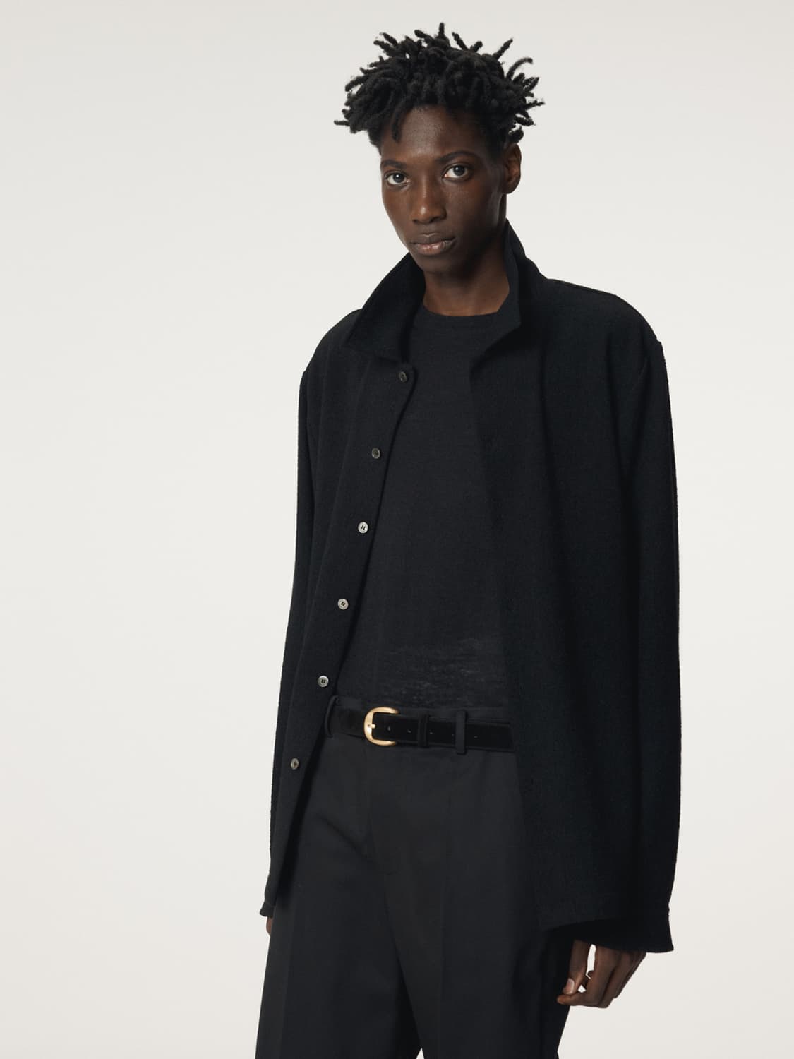 렉토 25FW 울 트위드 셔츠 블랙 상품이미지3