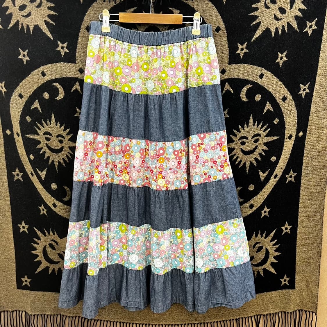 빈티지 모리 하구미 에스닉 히피 플라워 패치워크 롱스커트 K0158 상품이미지4