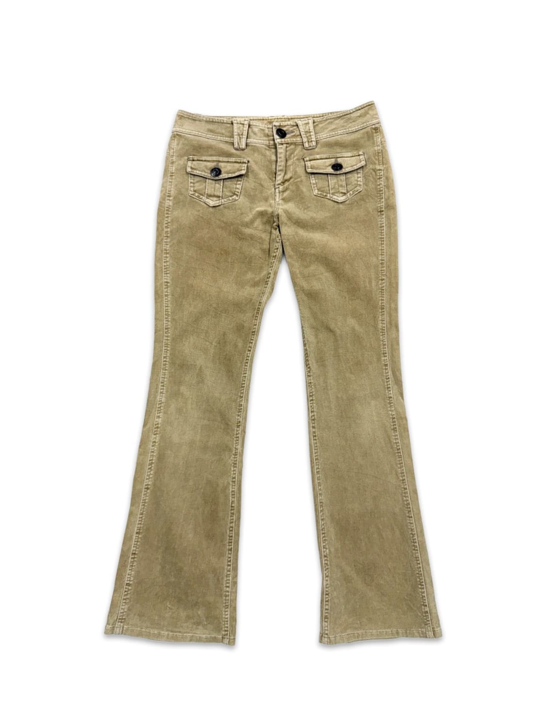 빈티지 라이트브라운 로우라이즈 코튜로이 부츠컷 팬츠 상품이미지1