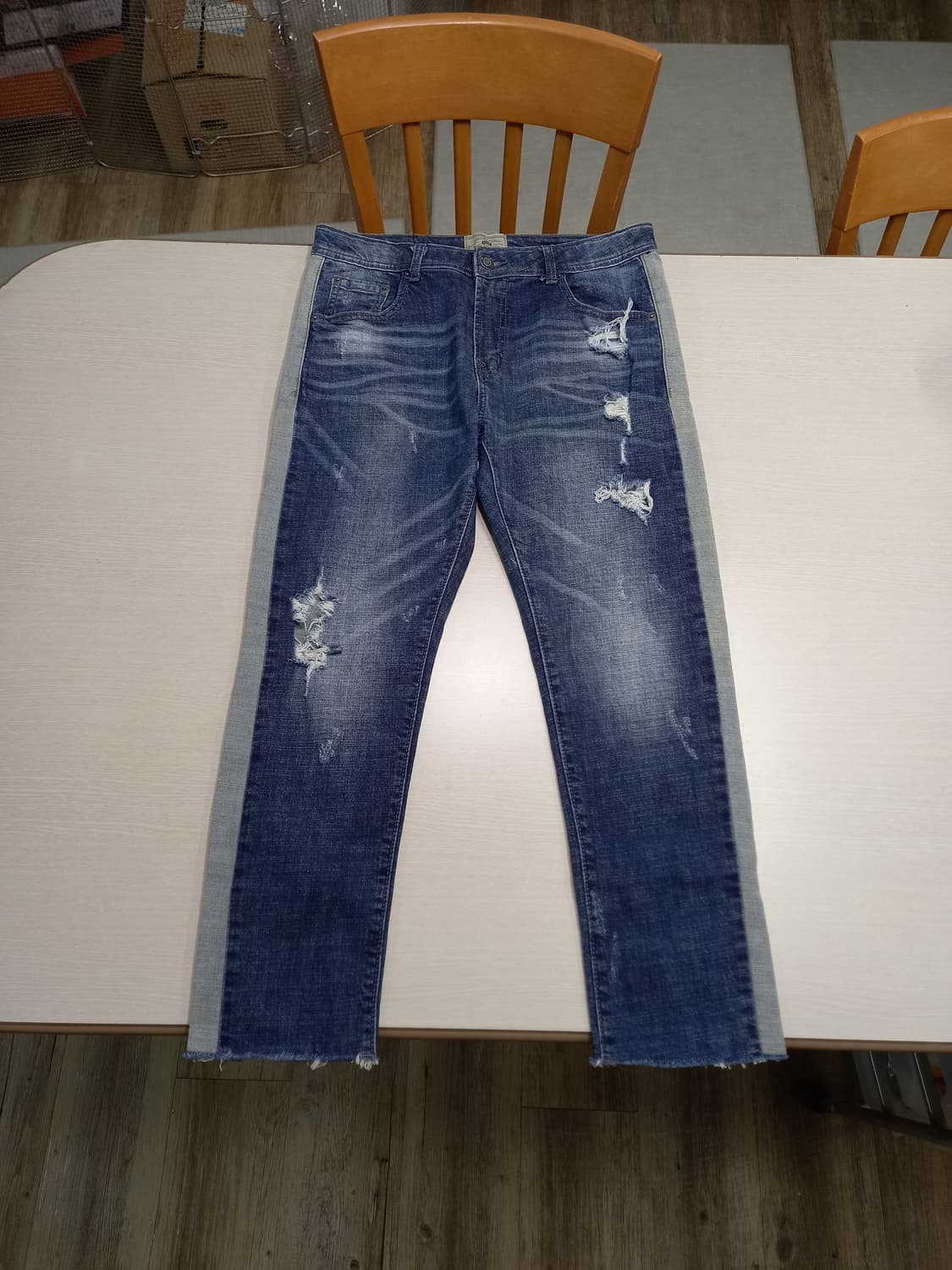 32 JMC JEANS 데미지워싱 스판 슬림일자 라인진 32-233 상품이미지1