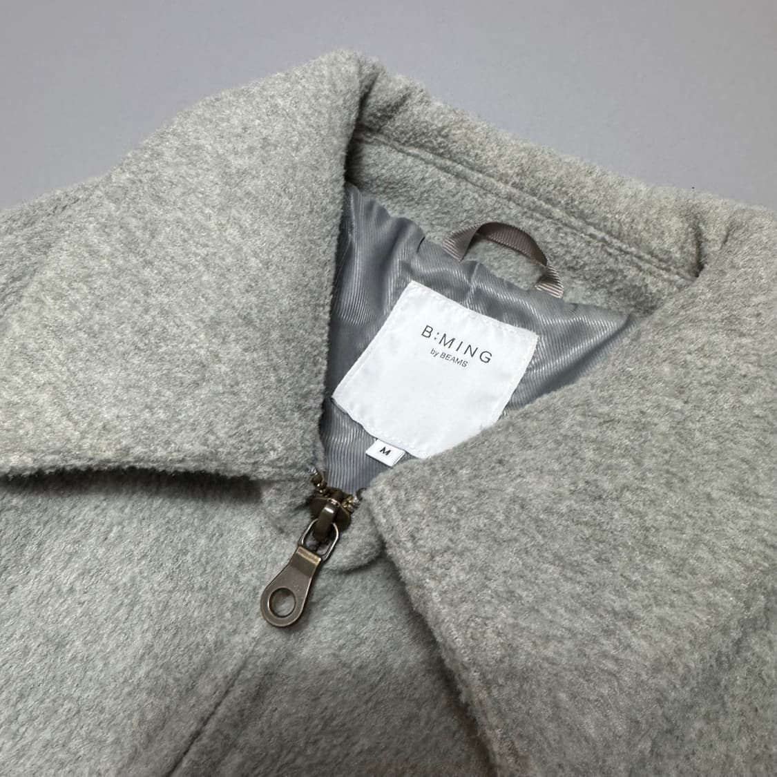 B:MING by BEAMS 그레이 스트랩 드로우코드 집업 블루종 자켓 상품이미지3
