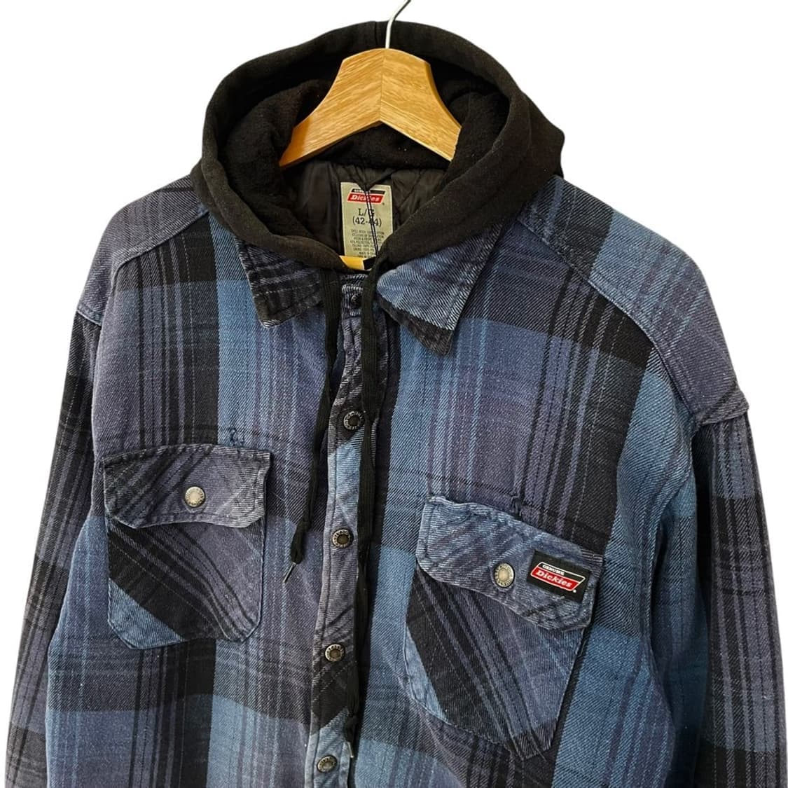 디키즈 네이비 체크 후드 워크 자켓 점퍼 L 상품이미지3