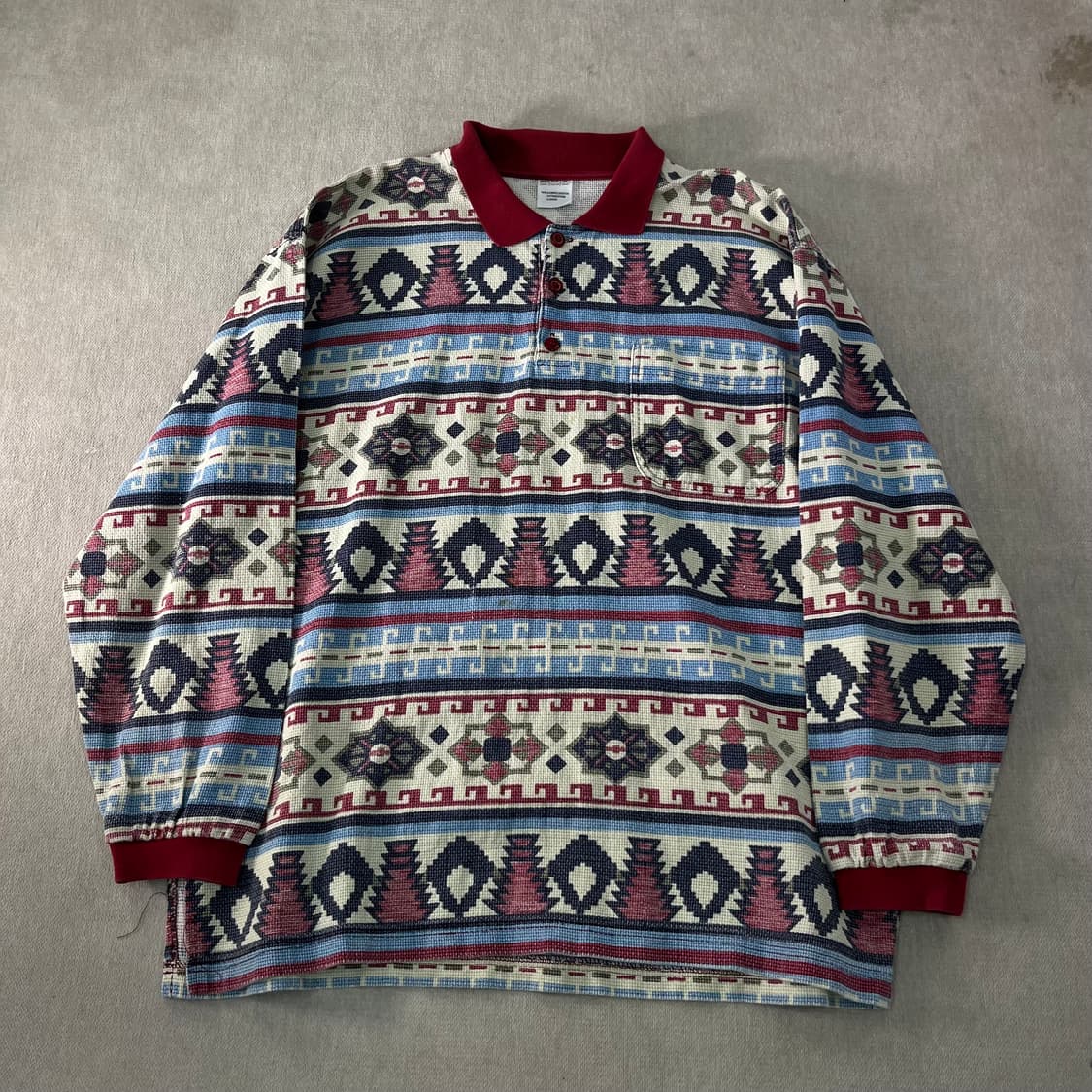 105 00s 빈티지 패턴 카라 코튼 니트  상품이미지1