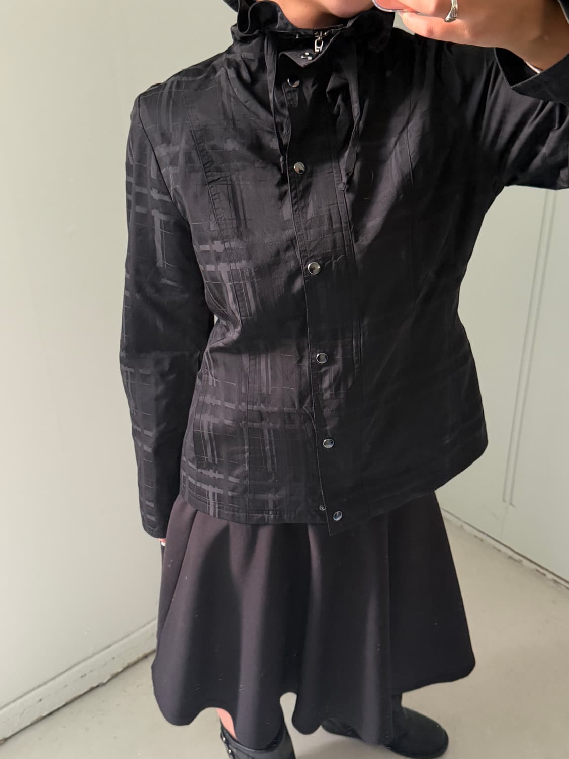 일본빈티지 노바체크 셔링 자켓 상품이미지3