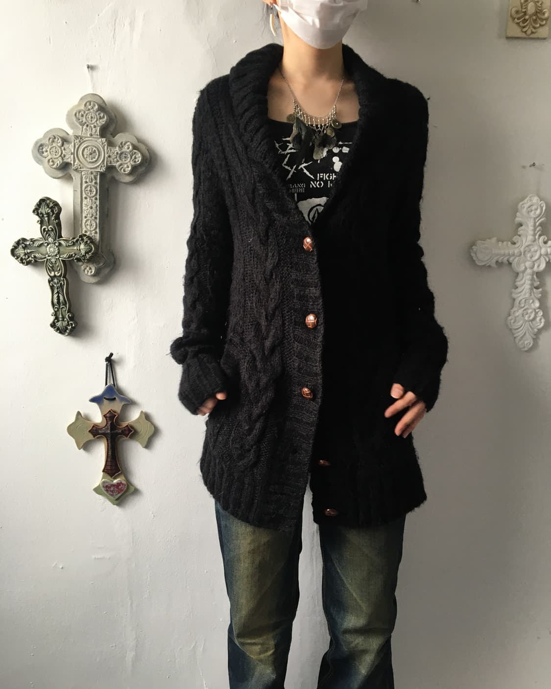 Cable pattern knit cardigan 상품이미지1