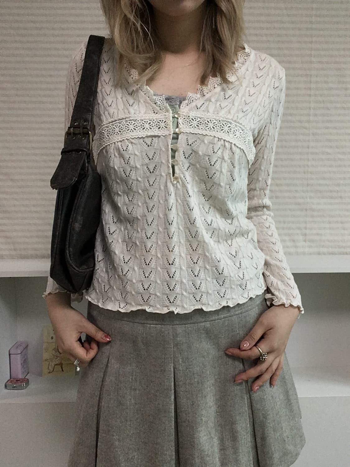 jpn vintage ivory crochet laced cardigan 상품이미지3